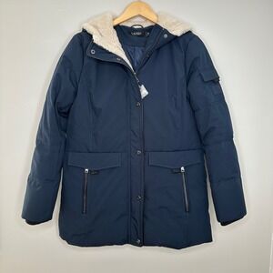 Lauren Ralph Lauren Women's Navy Hooded Down Puffer Coat Jacket Medium NWOT‎
